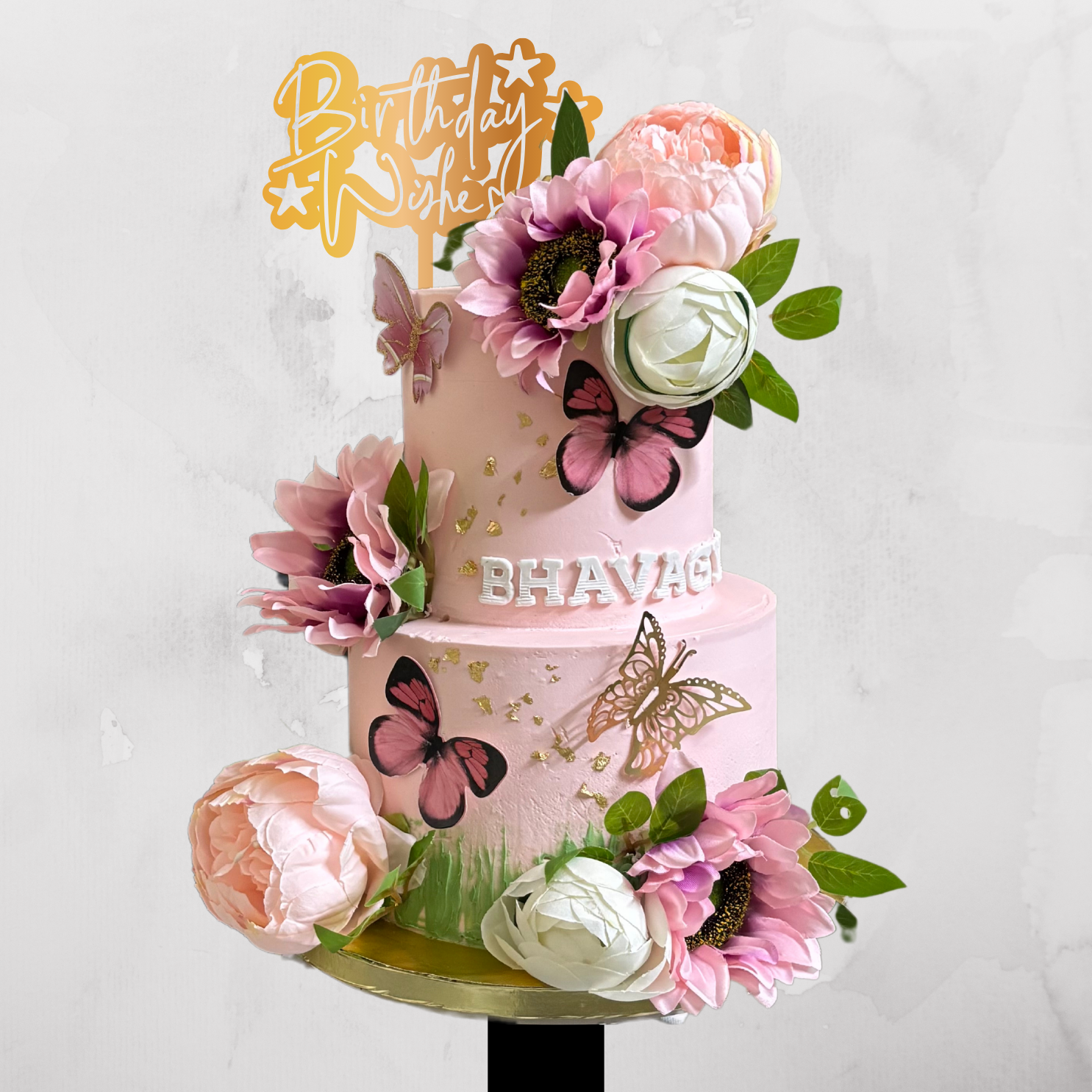 Watercolor Butterfly Birthday Cake